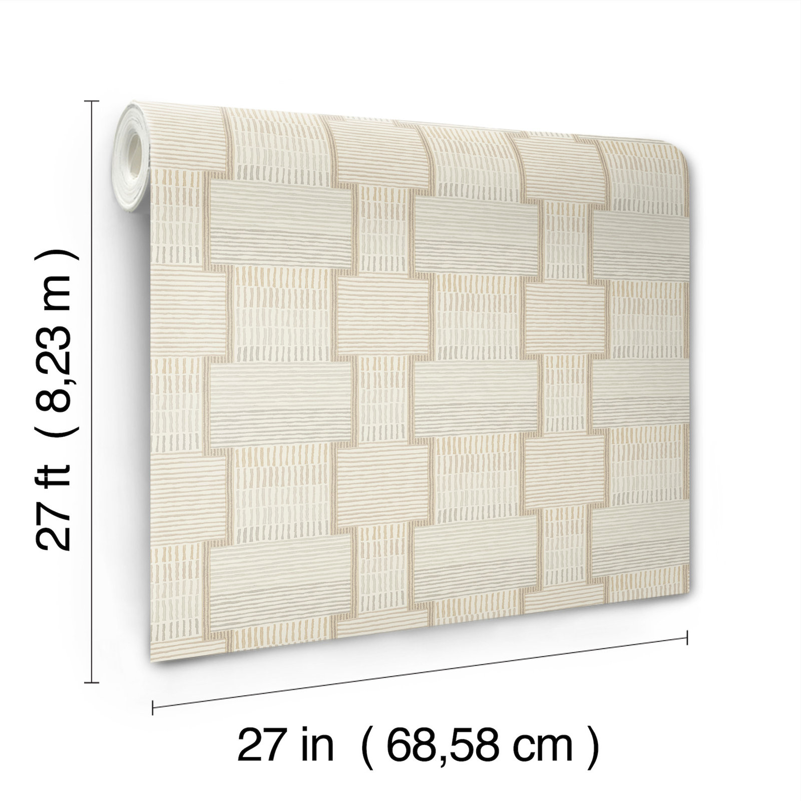 Modern Unpasted Geometric Wallpaper, Beige