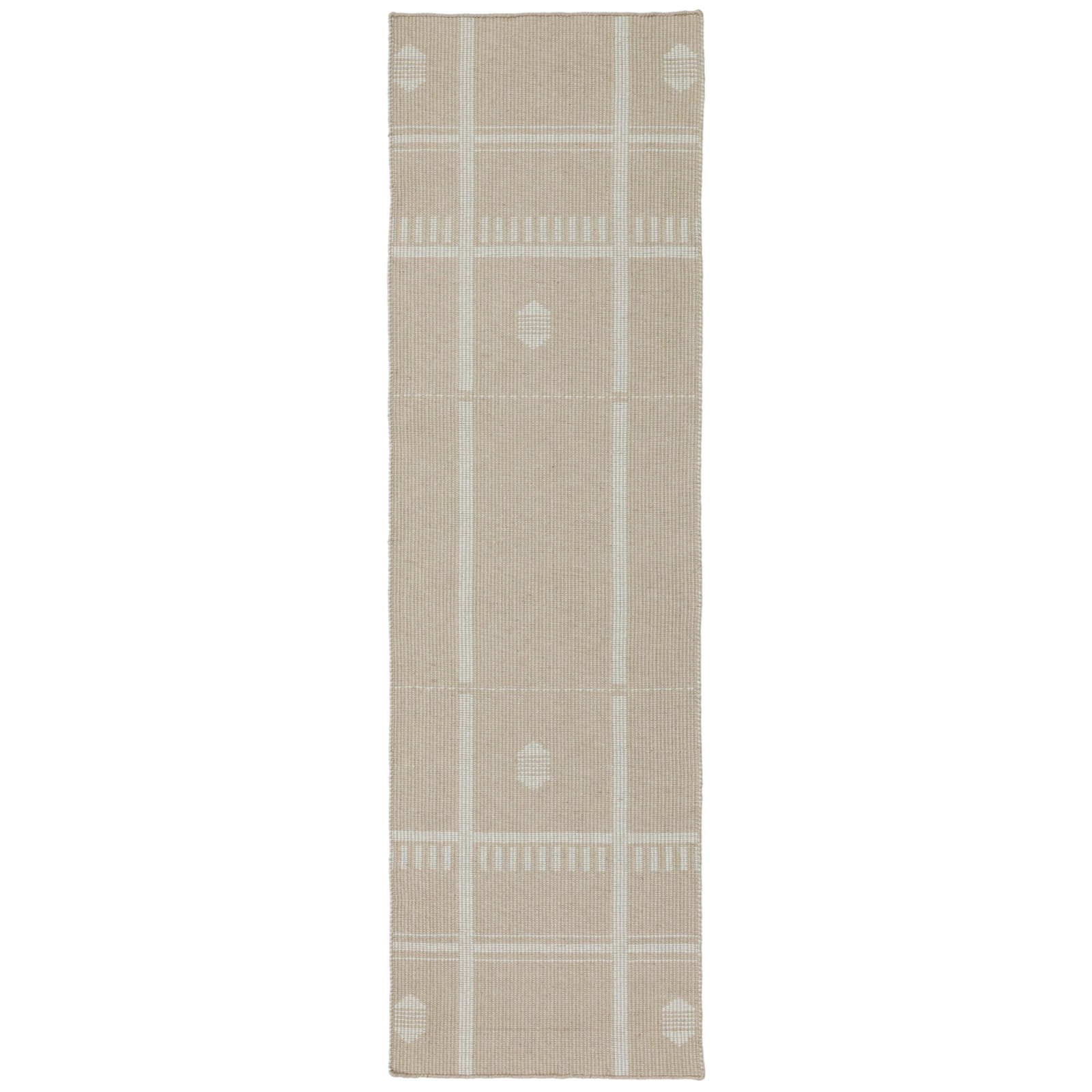 Flatweave Geometric Outdoor Rug, Beige, Rectangle 2'3" x 8'