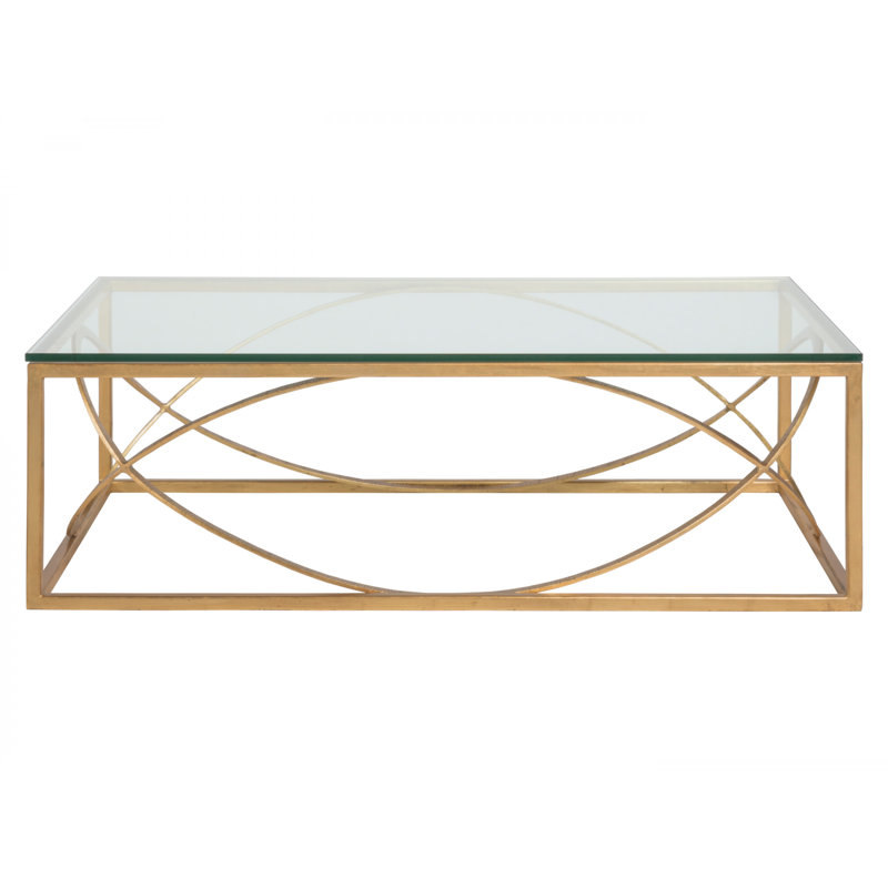 Gold Rectangular Glass Top Cocktail Table