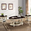 Table basse ovale en bois massif de 107 cm (42 po), pour embellir votre salon, 2 étagères, beige et pailleté, montage facile recommandé, finition brillante, sans effort.