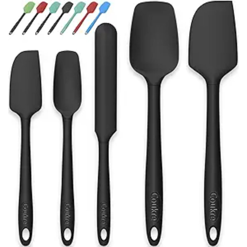 Ensemble de 5 spatules en silicone, résistant aux hautes températures, silicone de qualité alimentaire, va au lave-vaisselle, pour la cuisson et la cuisson