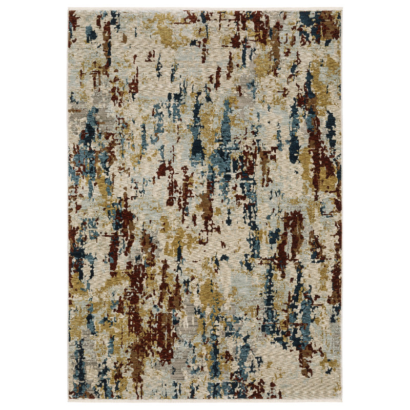 Elizzabeth Modern Mottled Abstract Beige/ Multi Area Rug, Rectangle 9'10 x 12'11"