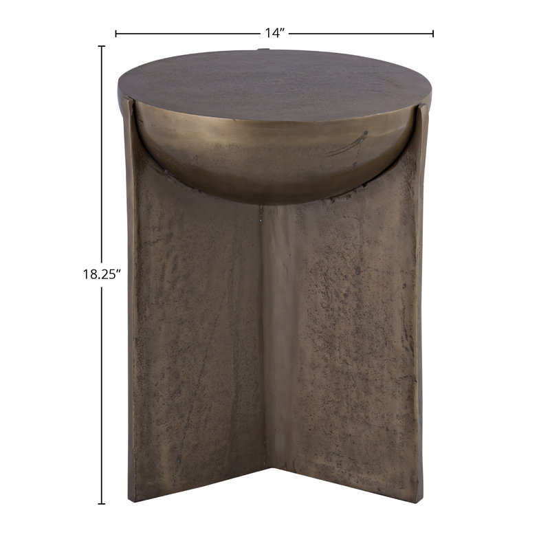 Table de bout en aluminium Rushell, laiton antique