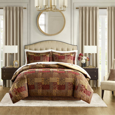 4 Piece Brown Comforter Set Brown