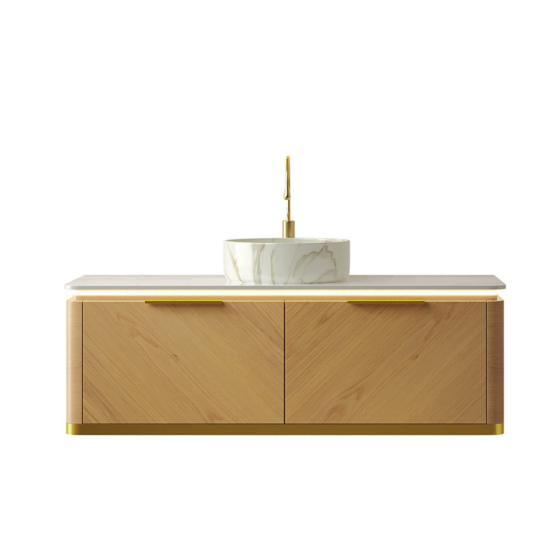 Meuble-lavabo et évier de salle de bain Dipa, Chêne