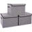 Large 17" 42 Quarts Collapsible Stackable Storage Bins With Lids [3-Pack] Foldable Fabric Linen Storage Boxes Cube, Closet Organizer Baskets With Label For Home (16.7 X 12 X 12, Gray)-1067371695