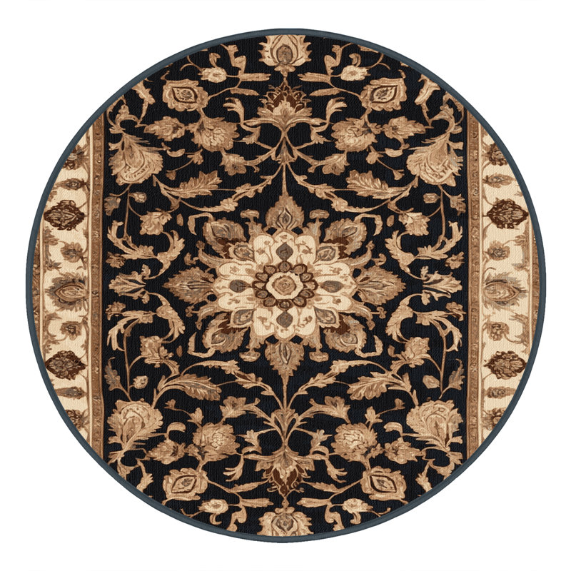 Tapis brun lavable à la machine, Rond 3 pi