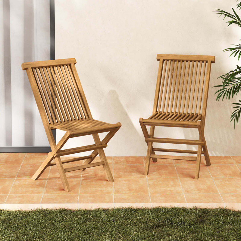 Ensemble de 4 chaises de patio avec siège et dossier à lattes sans assemblage au bord de la piscine