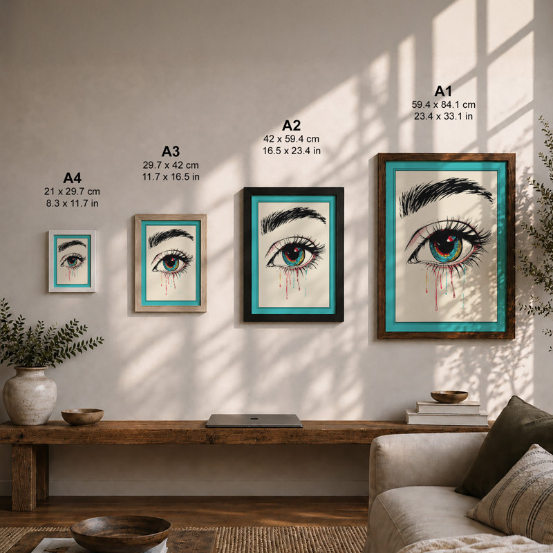 Tearful Gaze Modern - Framed Print, A1 - 84.1 x 59.4 cm, White