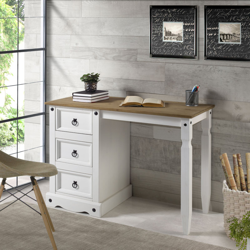 Francesville Solid Wood Writing Desk, Corona Snow