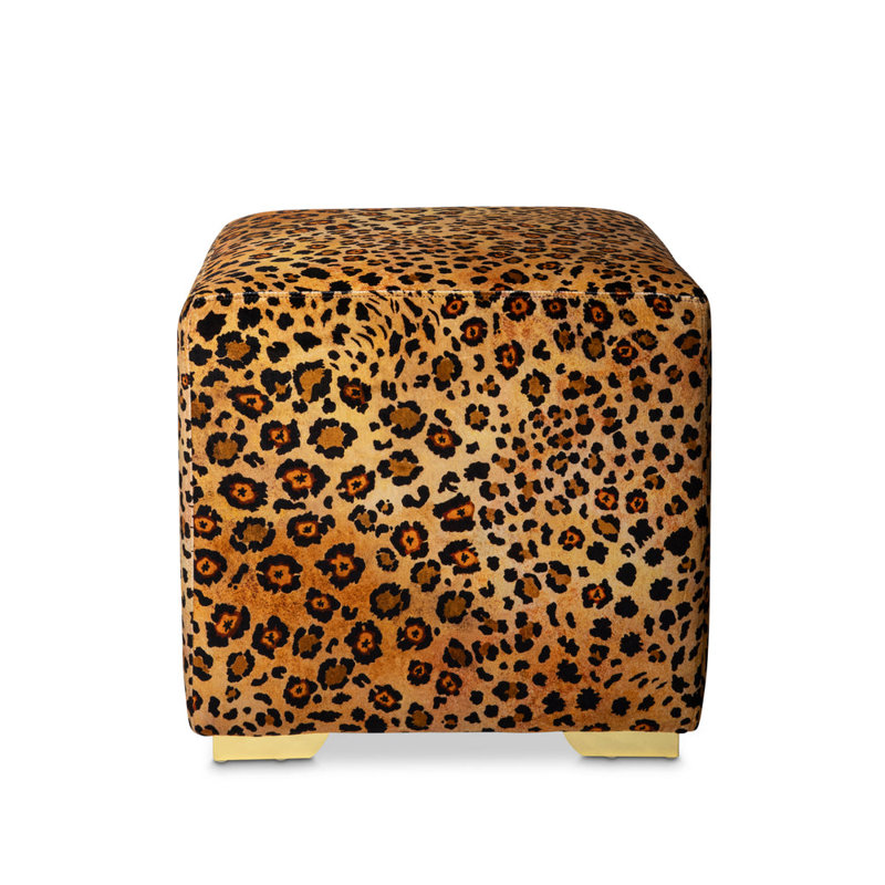 Cube Ottoman - Safari Spot - Velvet, Gold