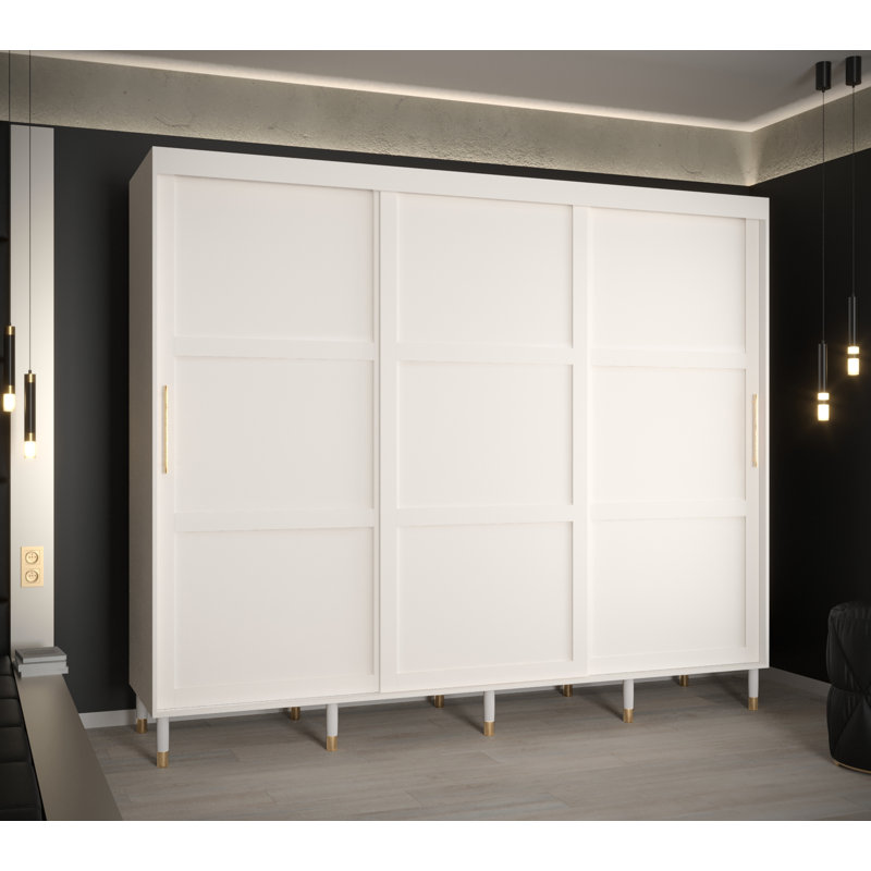 Angula 3 Door Manufactured Wood Wardrobe, White Matt