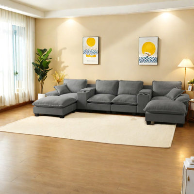 Canapés modulaires modernes avec rangement, tissu chenille pour le salon