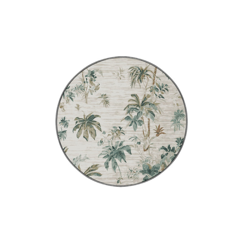 Tapis gris soyeux et moelleux, Rond 4 pi