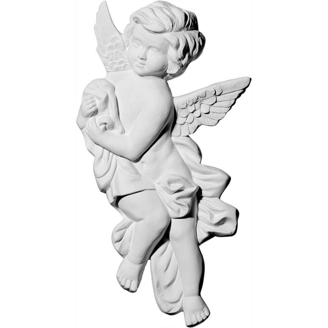 Pompeii Angel 9.375'' H x 10.625'' W x 1.125'' D Urethane Onlay Scroll Ekena Millwork