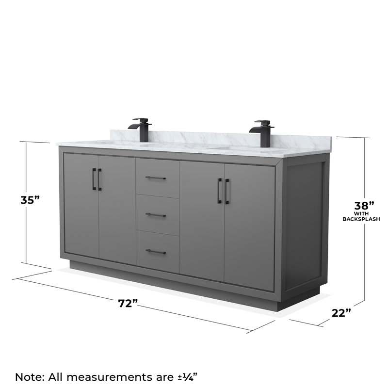 Icon 72" Double Bathroom Vanity Set, Dark Gray, Matte Black, 72"