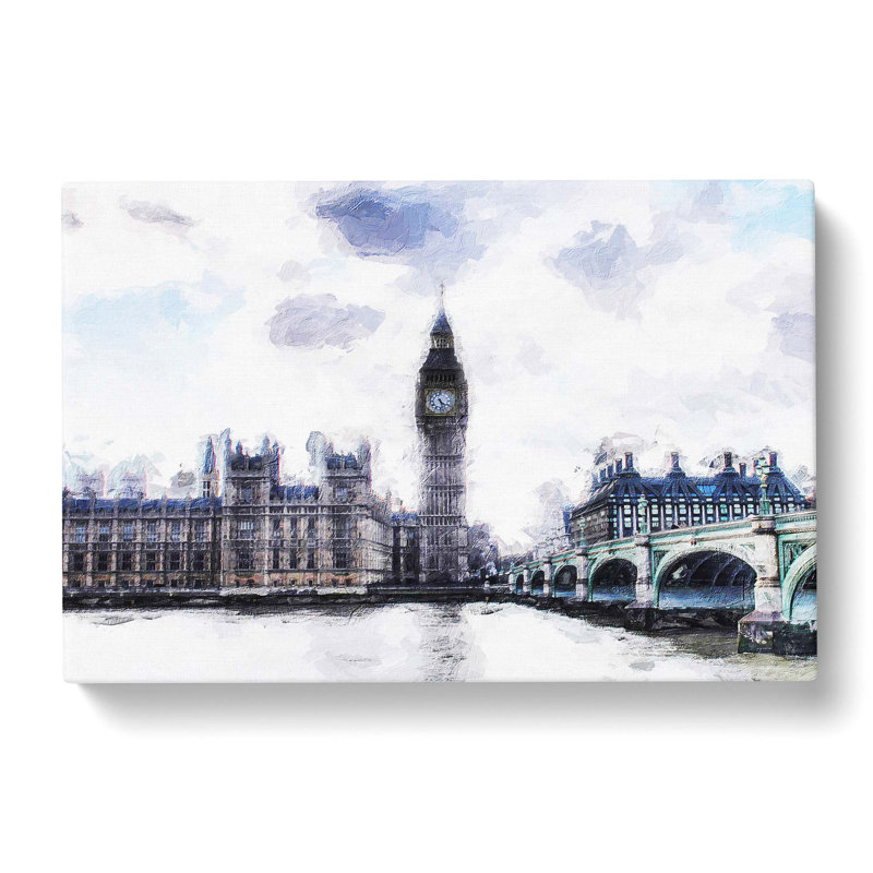 The Houses Of Parliament London In Abstract - Wrapped Canvas Painting, 35cm H x 50cm W x 3cm D