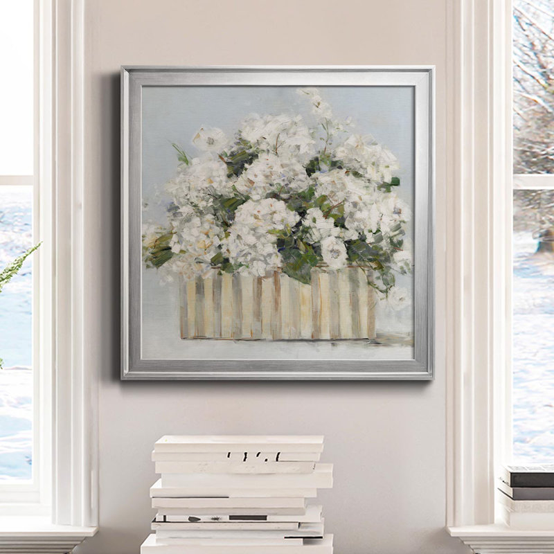 Sweet Hydrangeas - Toile encadrée de qualité supérieure - prête à être accrochée, Argent, H 22,5 po x l 22,5 po x P 1,5 po