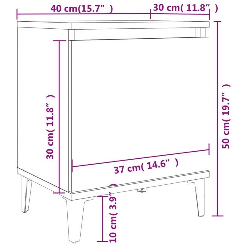 Southwold 40cm W Bedside Table, White