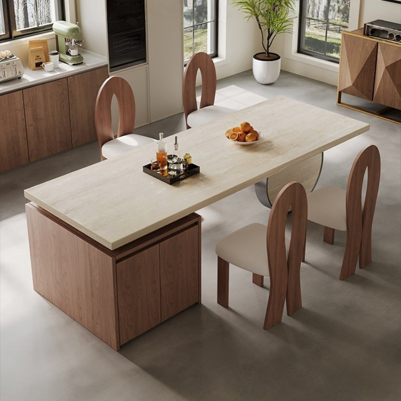 Table de salle à manger de luxe rétro française, Brun noisette / beige, Beige