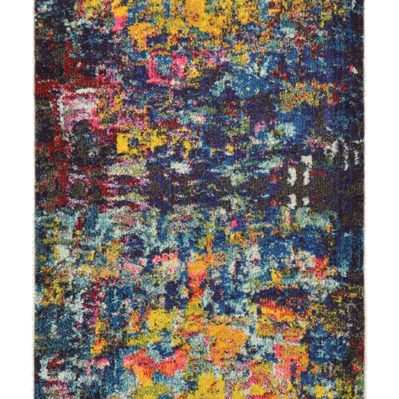 Tapis multicolore abstrait Rizer, Tapis de couloir 2 pi 7 po x 10 pi