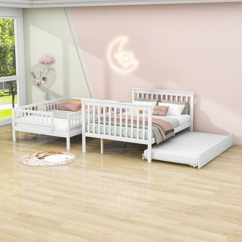 Igon Kids Full Over Full Bunk Bed with Trundle, White