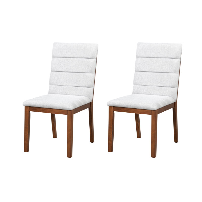 Ensemble de 2 chaises de salle à manger en noyer et capitonnées, Brun / Noyer