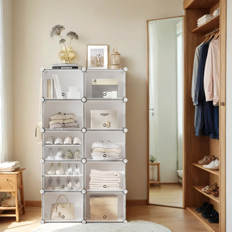 10 Tier 40 Pairs Shoe Rack Organizer, Shoe Storage Cabinet for Closet, White, 61.4'' H x 32.7'' W x 12.6'' D