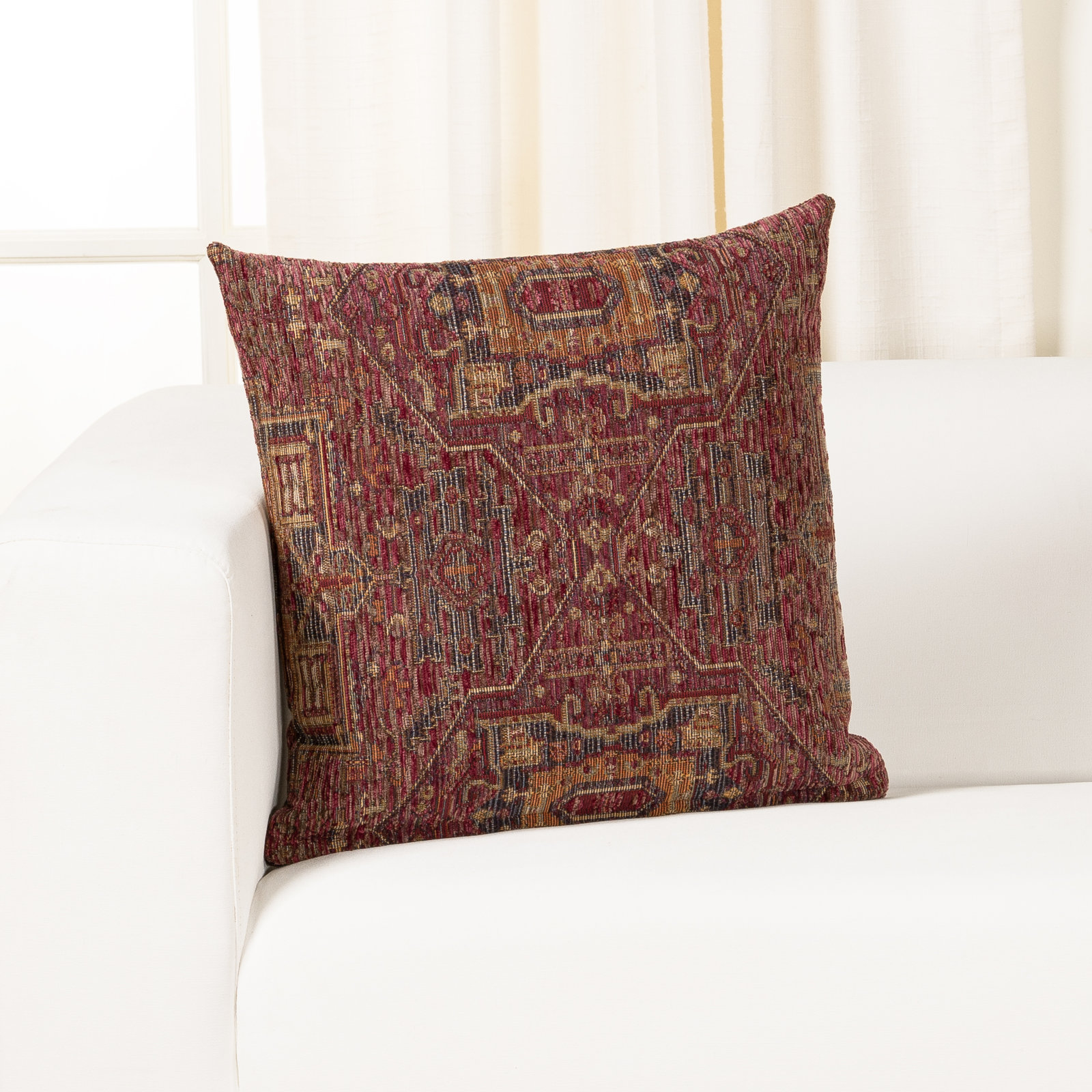 Olcott Throw Pillow, Polyester, Square 16", Zapatta Crimson