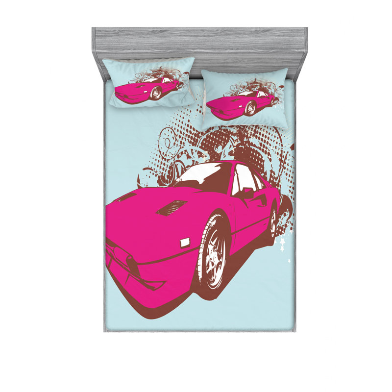 Ensemble de draps grunge de vieux voitures pour le collecteur custom, Ensemble de draps pour lit double avec un drap-hou