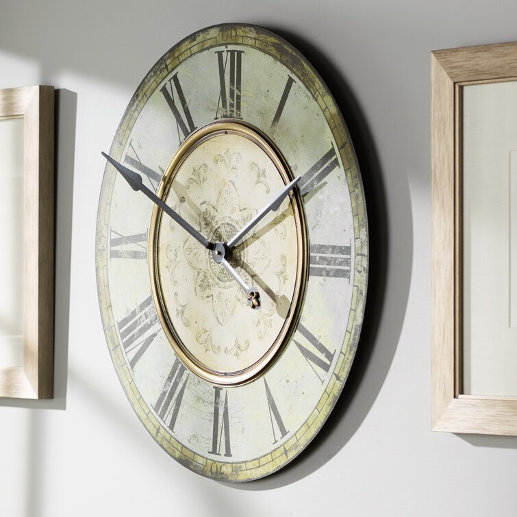 Macadam Round Wood Wall Clock with Distressed Finish Alcott Hill