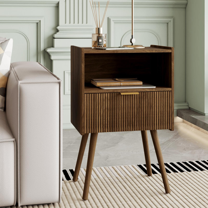 Table de chevet ouverte de style moderne, Noyer brun