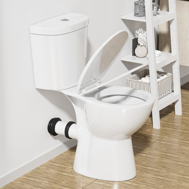 19＂Rear Outlet Toilet| Dual-Flush Round Two-Piece Toilet
