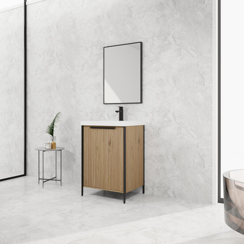 Meuble-lavabo autoportant avec lavabo en résine