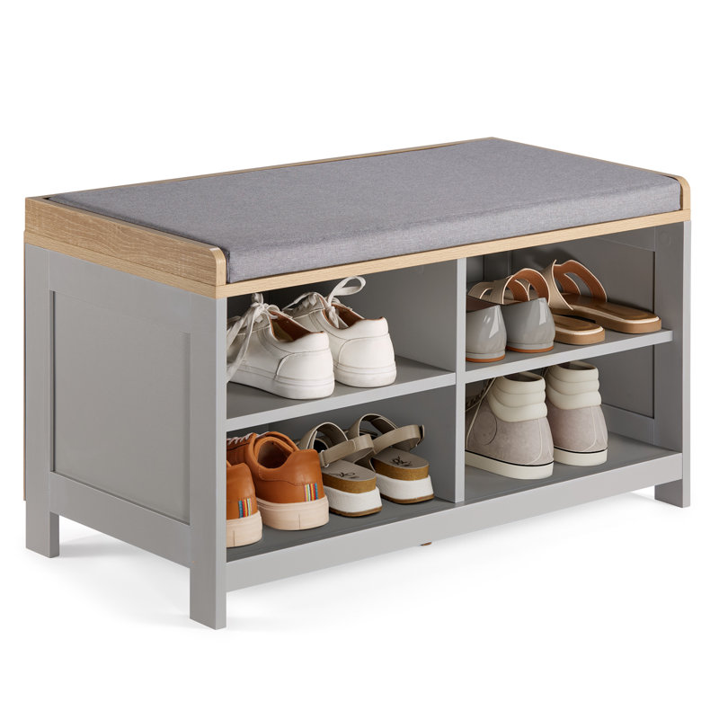 Upholstered Storage Bench, Grey
