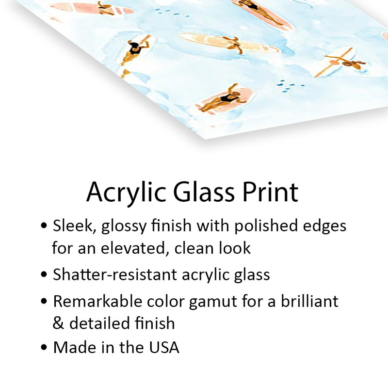 Impression de surfeurs sur verre acrylique, H 24 po x l 16 po x P 0,25 po