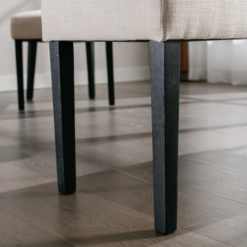 Long banc de salle à manger en lin de maison de campagne Pearisburg, Beige / noir