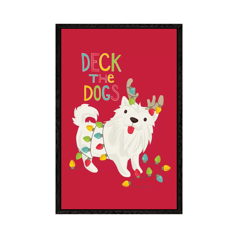 Deck The Dogs I 1 Piece Wall Art on Canvas, 101.6 cm H x 66.04 cm W, Black Framed
