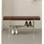 Banc à chaussures moderne en acier inoxydable et bois massif-79168331