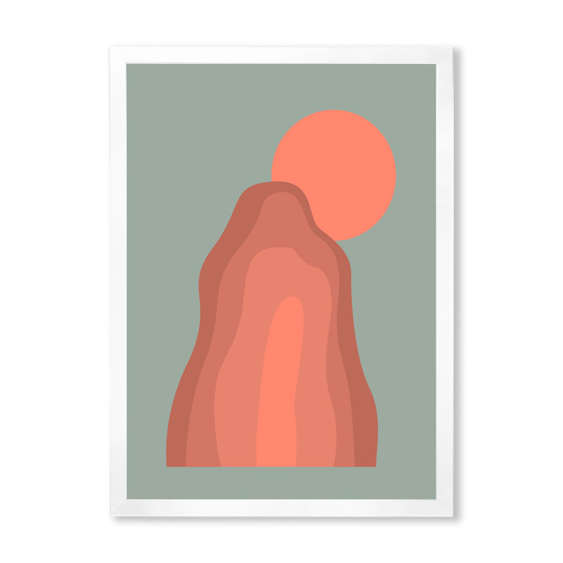 «Pink Sunset Mountain Landscape», peinture sur toile, Cadre photo blanc, H 20 po x l 12 po x P 1po