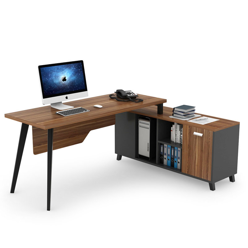 Soderlund L-Shaped Metal Base Executive Desk