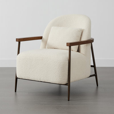 Ashwanth 27" Wide Upholstered Faux Sherpa Accent Chair With Lumbar Pillow by George Oliver