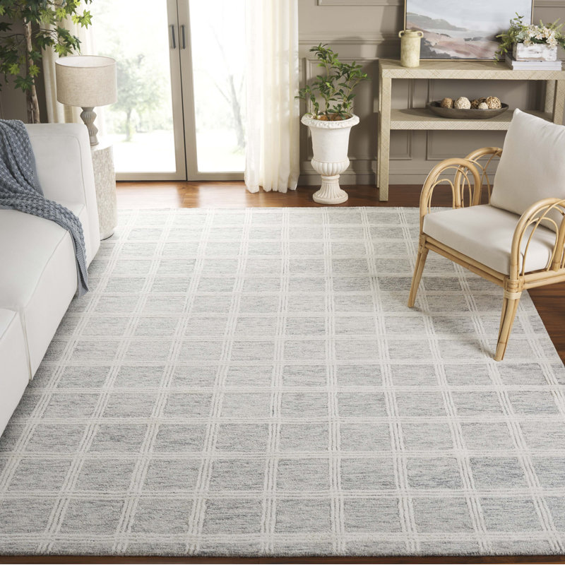 Franklinton Hand Tufted Wool & Cotton Plaid Rug, Rectangle 6' x 9'