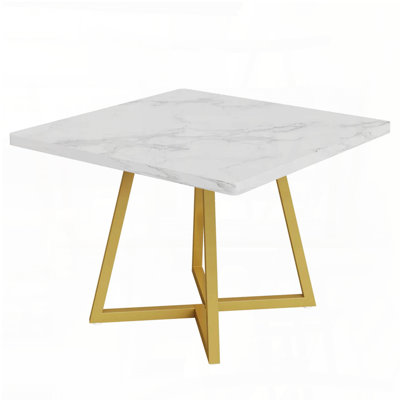 Table de salle à manger carrée industrielle avec cadre en bois et métal rétro (2 à 6 places)