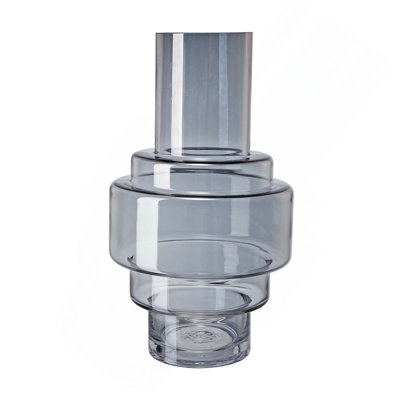 Geometric Design Decorative Vase With Smoked Luster Finish Crafted From High-Quality Glass For Home Decor