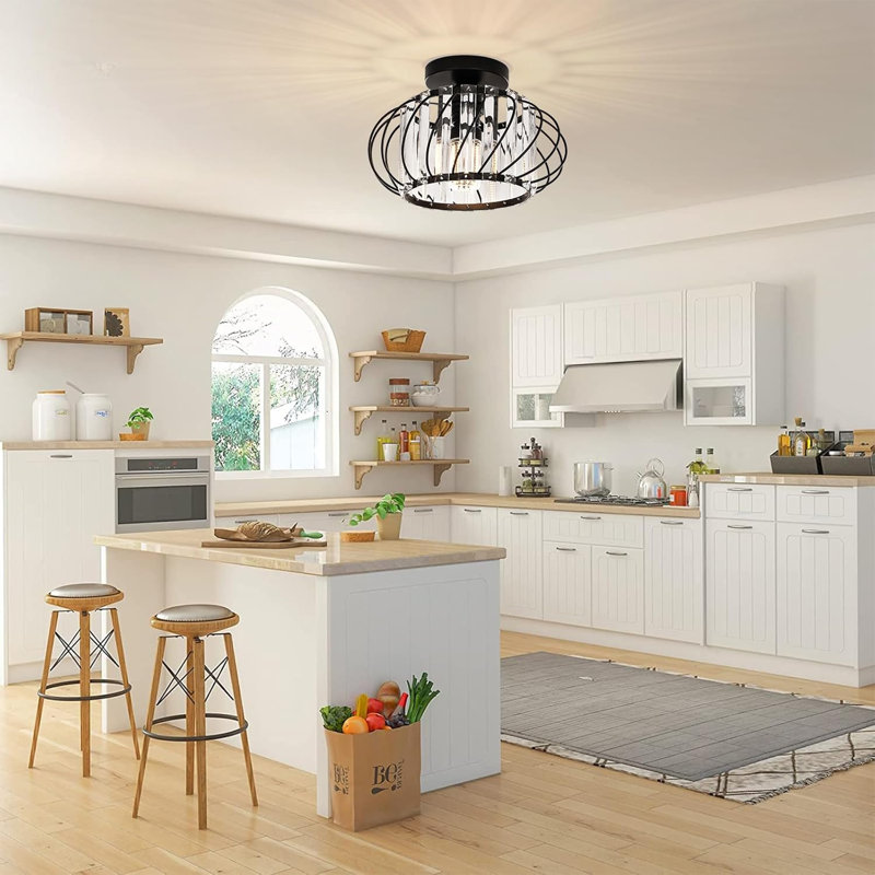 Semi Embedded Pendant Light, 5.12" H x 11.02" W x 11.02" D, Black