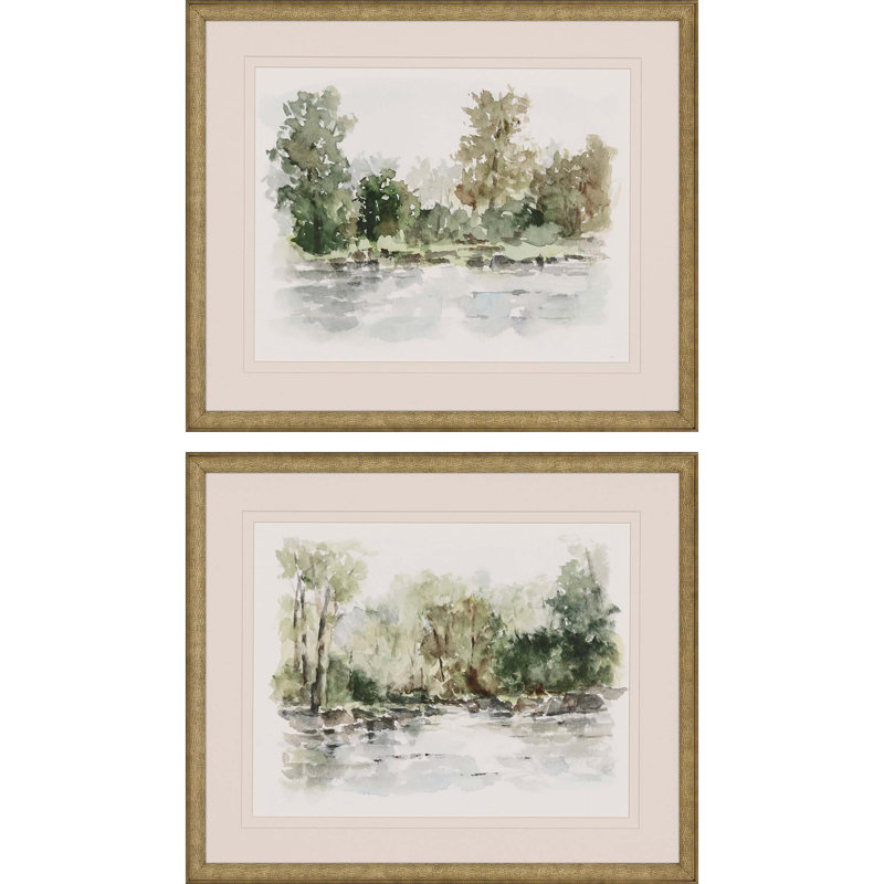 «Wooded Stream», ensemble de 2 peintures encadrées