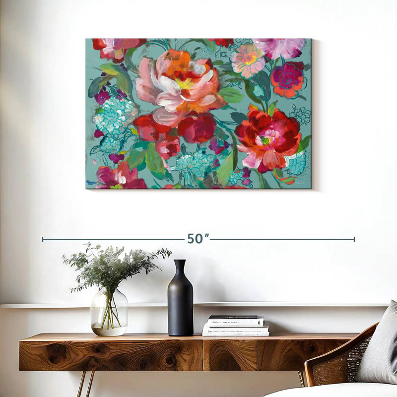 Harnek turquoise floral Medley, H 24 po x l 36 po