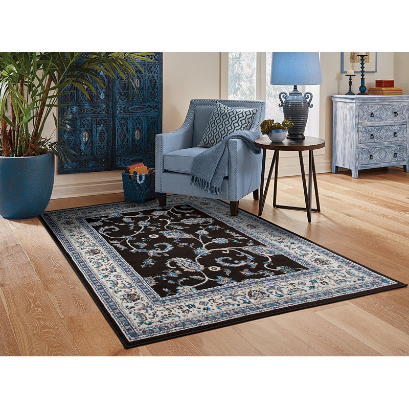 Tapis intérieur/extérieur noir Resendiz, Rectangle 2 pi x 3 pi