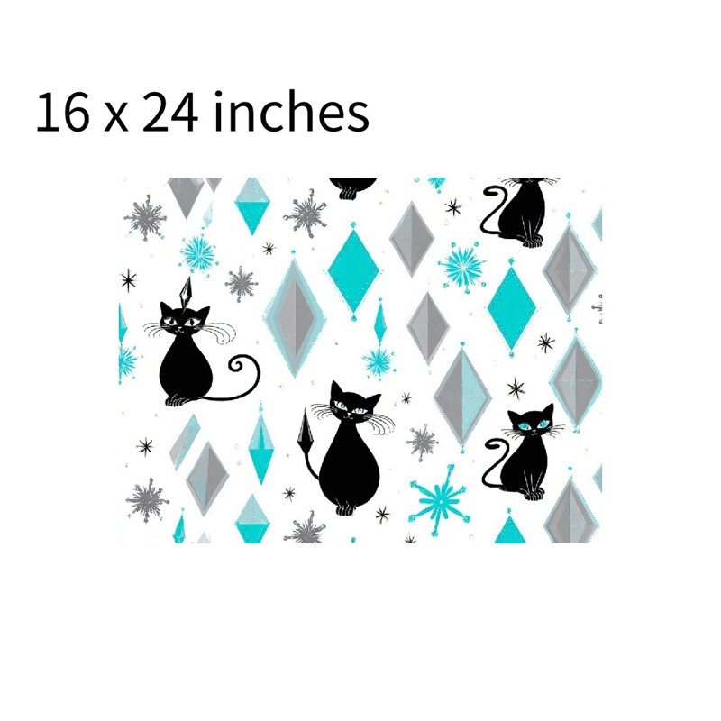 Cat & Diamond Pattern Bath Rug For Bathroom, 16 X 24